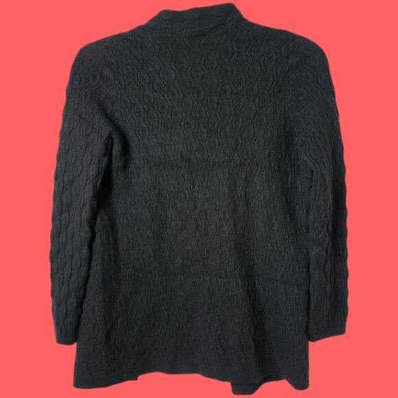 Garnet Hill Black Cable Knit 100%Cashmere Cardigan Sweater Womens Black Medium - Picture 7 of 13